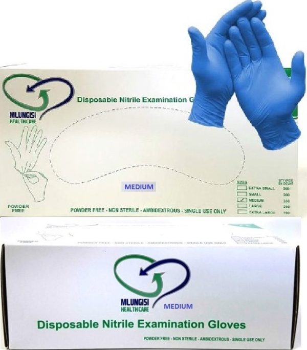 Disposable Powder Free Blue Nitrile Gloves (Box of 200) - Image 2